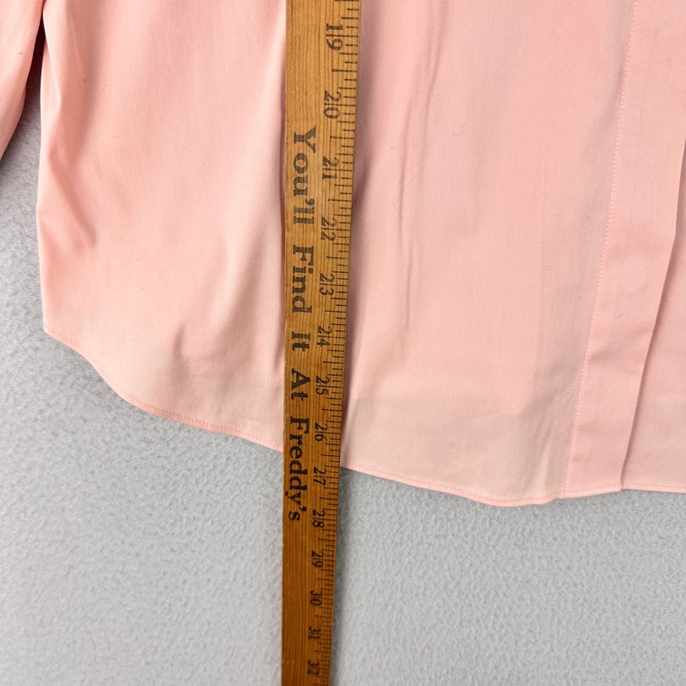 Lafayette 148 New York Button Down Shirt Blouse Womens 12 Pink Career Puff Sleev - Picture 2 of 8